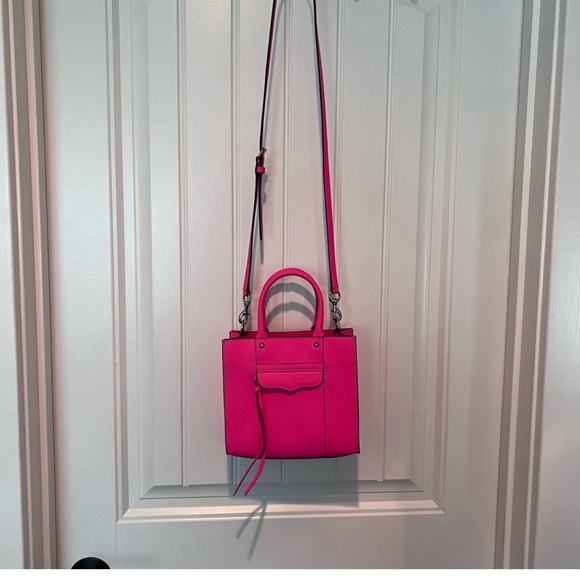 Rebecca Minkoff Neon Pink mini tote with crossbody strap - Picture 8 of 9